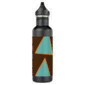 Retro Fun Dreiecke Aquamarin und Lachs auf Braun Edelstahlflasche (Rechts)