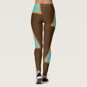 Retro Fun Dreiecke Aquamarin und Lachs auf Braun Leggings (Rückseite)