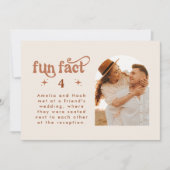 Retro Fun Fact Wedding Foto Tischnummer (Vorderseite)