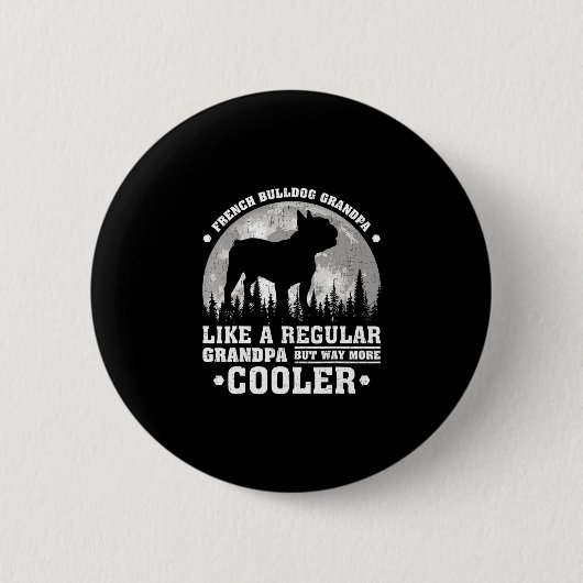 Retro Fun French Bulldog Großvater Vatertag Button (Vorderseite)