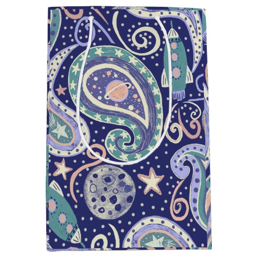 Retro Fun Galaxy Mittlere Geschenktüte (Vorderseite)