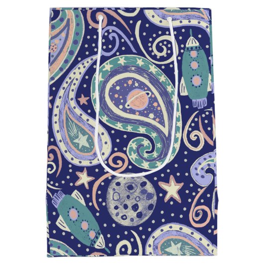 Retro Fun Galaxy Mittlere Geschenktüte (Rückseite)