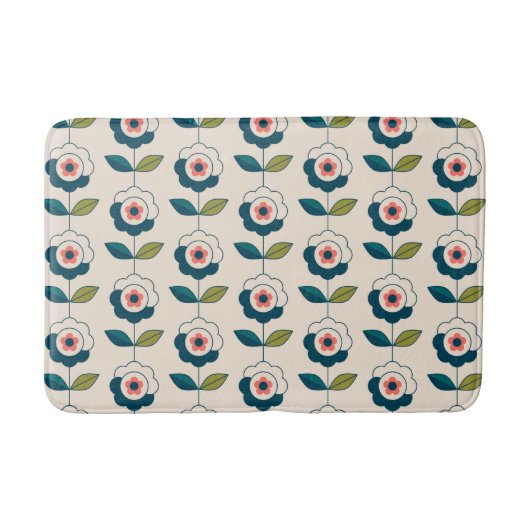 Retro Fun Garden Blume Muster Badematte (Vorderseite)