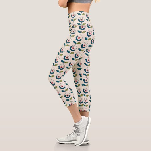 Retro Fun Garden Blume Muster Capri Leggings (Links)