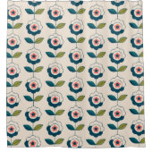 Retro Fun Garden Blume Muster Duschvorhang (Vorderseite)