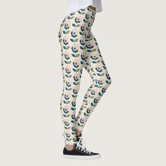 Retro Fun Garden Blume Muster Leggings (Rechts)