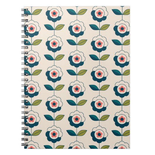Retro Fun Garden Blume Muster Notizblock (Vorderseite)