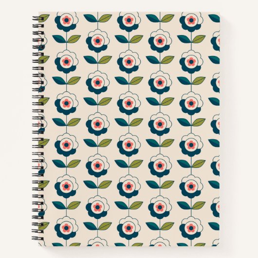 Retro Fun Garden Blume Muster Notizblock (Vorderseite)