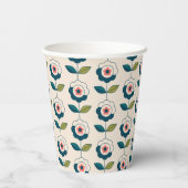 Retro Fun Garden Blume Muster Pappbecher (Rückseite)