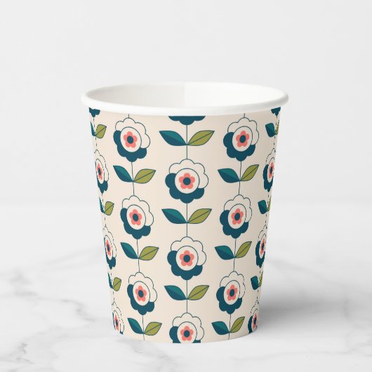 Retro Fun Garden Blume Muster Pappbecher (Links)