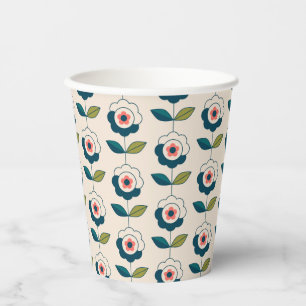 Retro Fun Garden Blume Muster Pappbecher