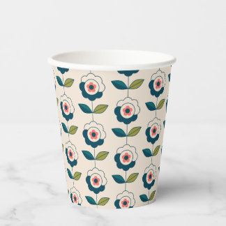 Retro Fun Garden Blume Muster Pappbecher