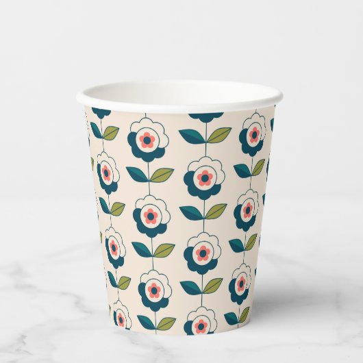 Retro Fun Garden Blume Muster Pappbecher (Vorderseite)
