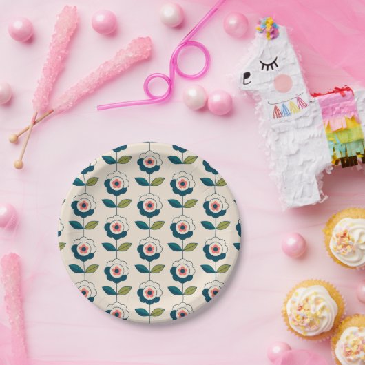 Retro Fun Garden Blume Muster Pappteller (Party)