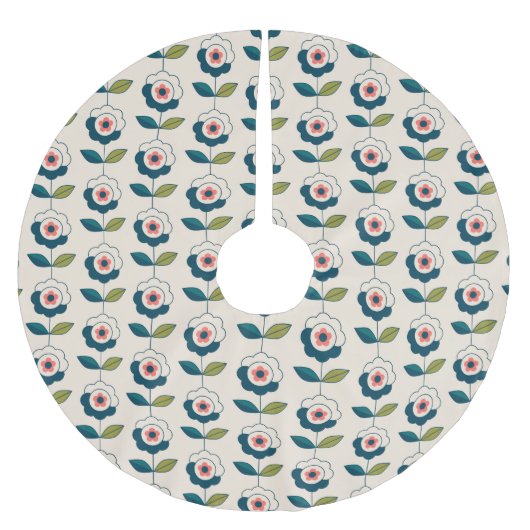 Retro Fun Garden Blume Muster Polyester Weihnachtsbaumdecke (Vorderseite)