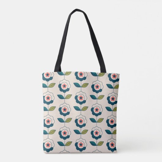 Retro Fun Garden Blume Muster Tasche (Rückseite)