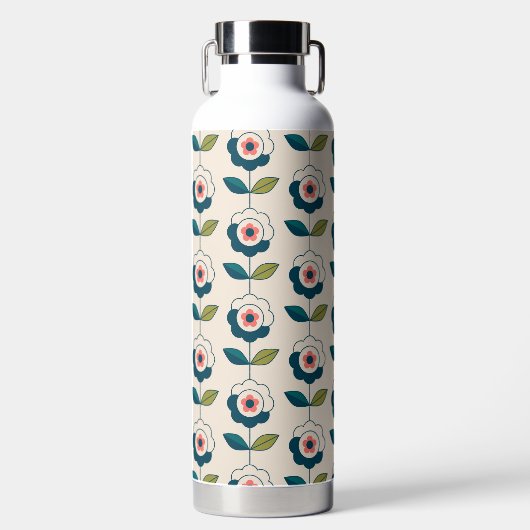 Retro Fun Garden Blume Muster Trinkflasche (Vorderseite)