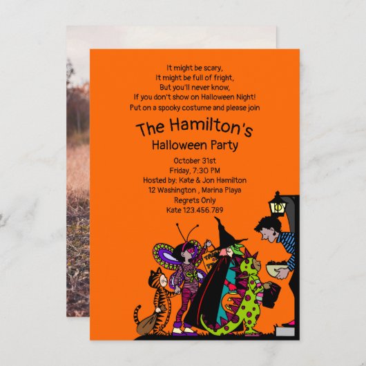 Retro Fun Halloween Trick oder Treat Costume der 9 Einladung (Vorne/Hinten)