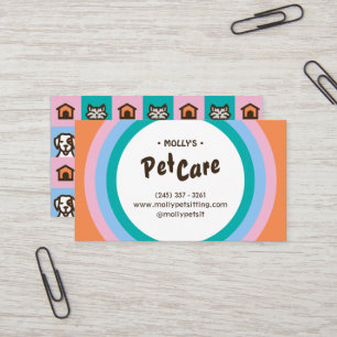 Retro Fun Pet Care Boarding Sitzen Visitenkarte