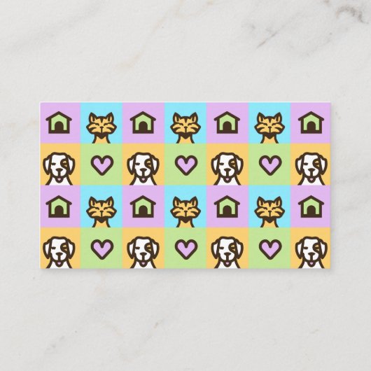 Retro Fun Pet Care Boarding Sitzen Visitenkarte (Rückseite)