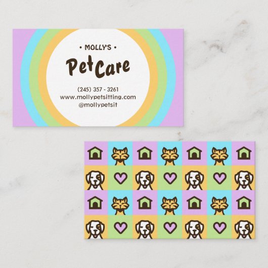 Retro Fun Pet Care Boarding Sitzen Visitenkarte (Vorne/Hinten)