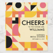 Retro Fun Pink Orange Yellow Bold Brautparty Weinetikett (Einzelnes Label)