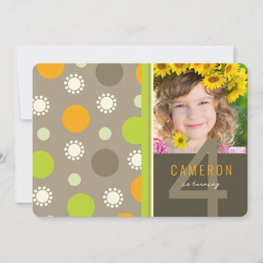 Retro Fun Polka Dots Foto Kinderparty Einladung (Vorderseite)