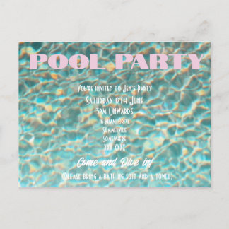 Retro Fun Pool Party Einladung Postkarte