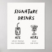 Retro Fun seine und ihre Signature Drinks Hochzeit Poster (Vorne)