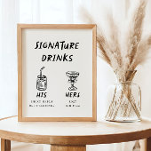 Retro Fun seine und ihre Signature Drinks Hochzeit Poster