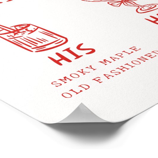 Retro Fun seine und ihre Signature Drinks Hochzeit Poster (Ecke)