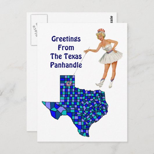 Retro Fun Texas Staat Map Point Postcard Austausch Postkarte (Vorne/Hinten)
