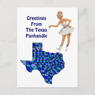 Retro Fun Texas Staat Map Point Postcard Austausch Postkarte