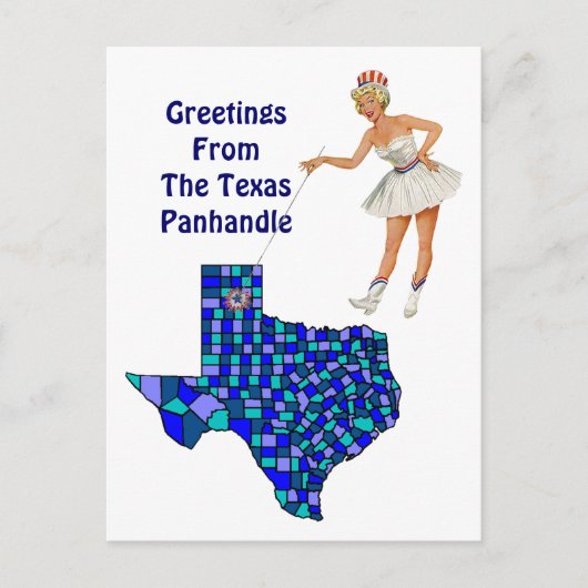 Retro Fun Texas Staat Map Point Postcard Austausch Postkarte (Vorderseite)