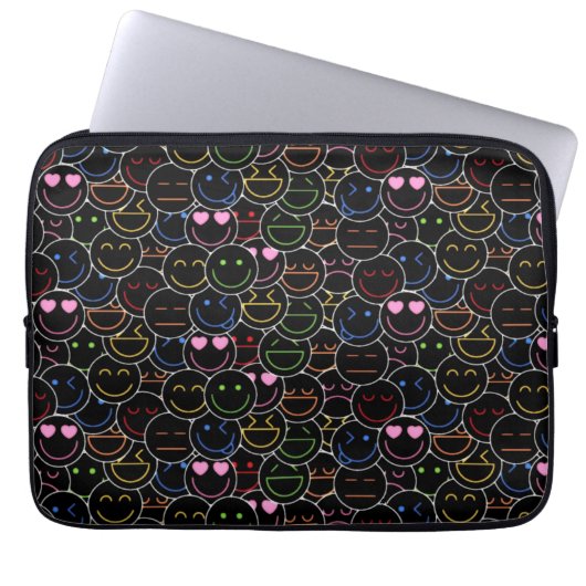 Retro Fun trifft Moderne Technik - Neon Emoji Laptopschutzhülle (Vorderseite)