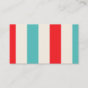 Retro Fun Turquoise and Red Strip Business Card Visitenkarte