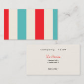 Retro Fun Turquoise and Red Strip Business Card Visitenkarte (Vorne/Hinten)