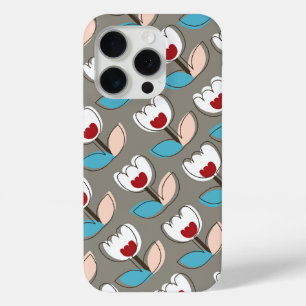 Retro Fun White Blue Red Tulips Blume Muster Case-Mate iPhone Hülle