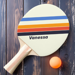 Retro-Fünf Streifen mit Namen Tischtennis Schläger