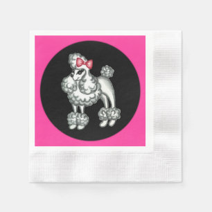 Retro-Fünfziger-Jahre-Französischer-Pudel-Party-Se Serviette
