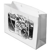 Retro Fünfzigerjahre Kamera Große Geschenktüte (Rückseite Schrägansicht)