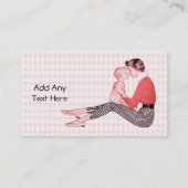 Retro Fünfzigerjahre Mama und Baby Visitenkarte (Rückseite)