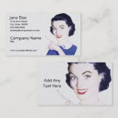 Retro Fünfzigerjahre Zeigefrau V2 Visitenkarte (Vorne/Hinten)