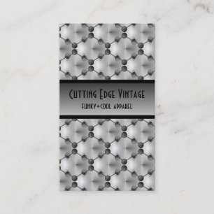 Retro Funk Circles Business Card, Metallic Gray Visitenkarte