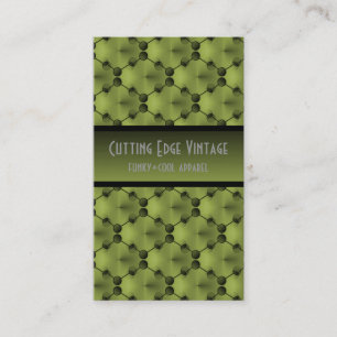 Retro Funk Circles Business Card, Olive Green Visitenkarte