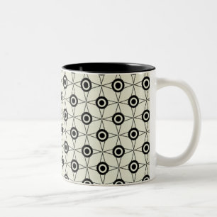 Retro Funk Geometrische Tasse, Schwarz und Elfenbe Zweifarbige Tasse