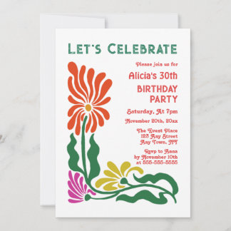 Retro Funky 70er Groovy Psychedelic Blume Geburtst Einladung