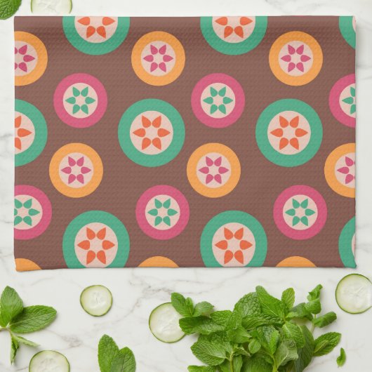 Retro Funky 70er Muster Geschirrtuch (Gefaltet)