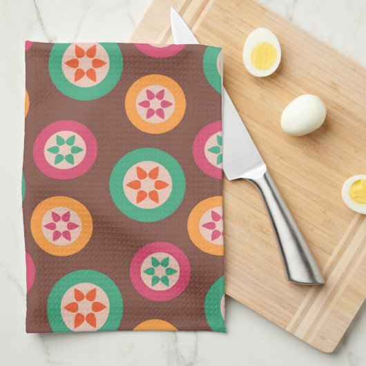 Retro Funky 70er Muster Geschirrtuch (Viertel Falte)