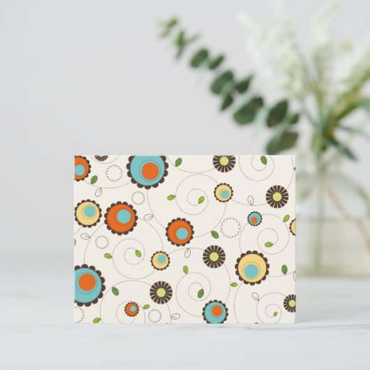 Retro Funky 70er Muster Postkarte (Stehend Vorderseite)